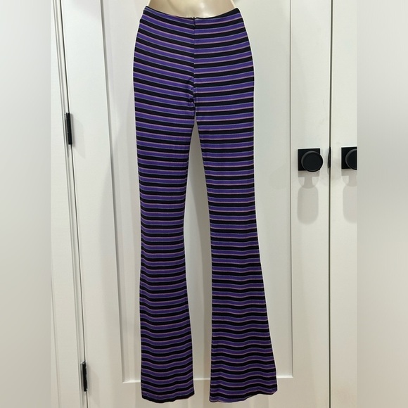 I AM GIA Carrie Cutout Flared Pants Striped Purple Black Size XS Party Emo Rock - Picture 3 of 9